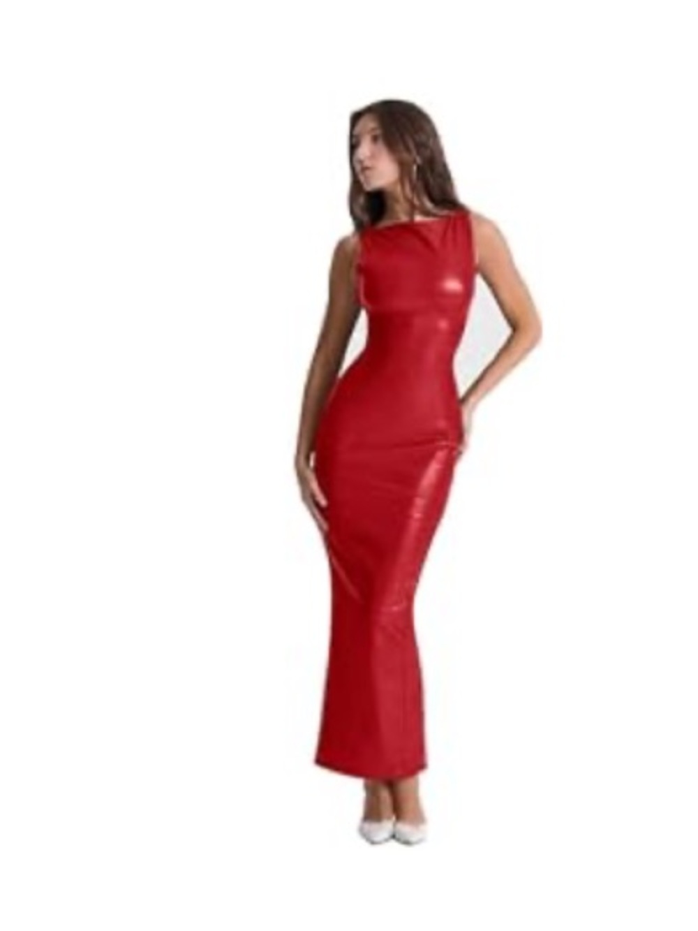 red pu leather dress
